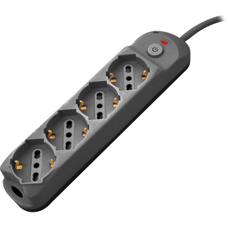 Multipresa 4pos bipasso/schuko + interrutt nuovo modello nera spina 16A