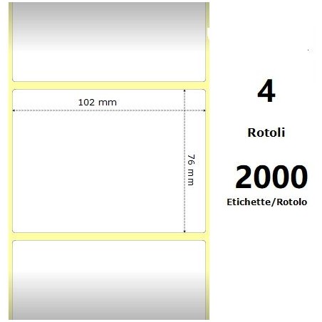 White 102x76mm, 2000 Et/Rotolo Z-1000D 4x3x 3 Core,circonferenza 178mm