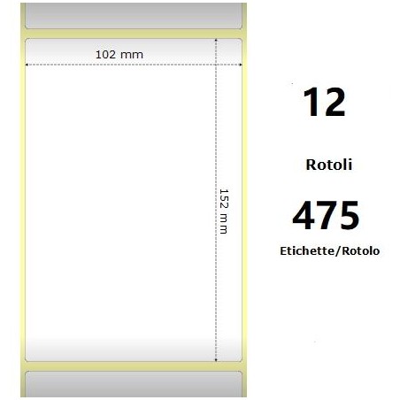 White 102x152mm, 475 Et/Rotolo Z-1000D,4x6x1 Core ,circonferenza 111mm