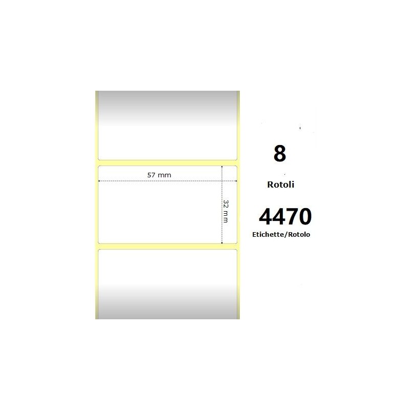White 57x32mm,4470 Et/Rotolo Z-1000D,2.2x1.3x3 Core,circonferenza 175mm