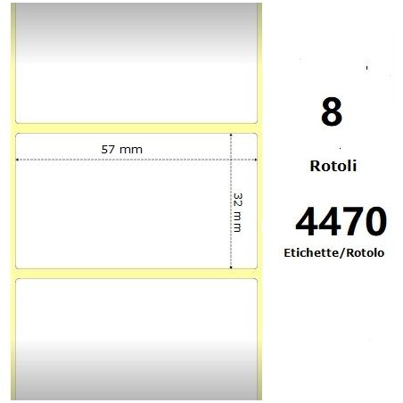 White 57x32mm,4470 Et/Rotolo Z-1000D,2.2x1.3x3 Core,circonferenza 175mm