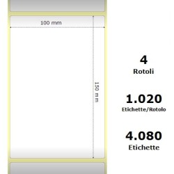 White 100x150mm,1020 Et/Rotolo Z-1000D,3.9x5.9x3 Core,circonferenza 177mm