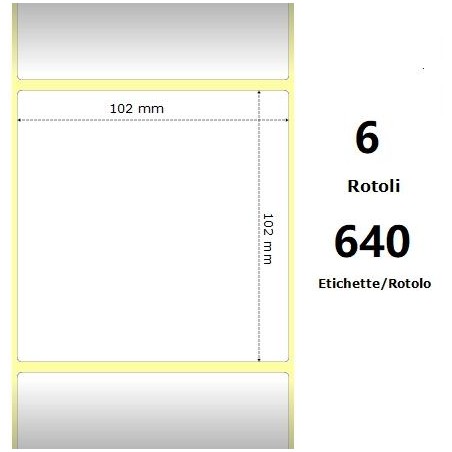 White 102x102mm, 640 Et/Rotolo Z-2000D 4x4x 1 Core,circonferenza 106mm