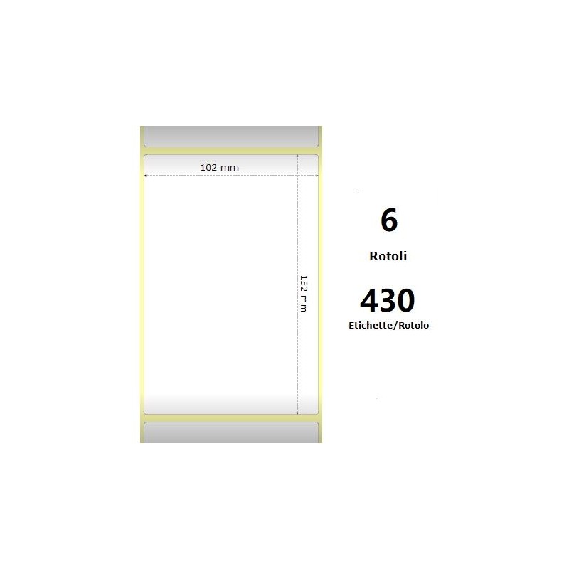 White 102x152mm, 430 Et/Rotolo Z-2000D 4x6x1 Core,circonferenza 106mm