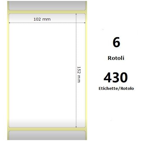 White 102x152mm, 430 Et/Rotolo Z-2000D 4x6x1 Core,circonferenza 106mm