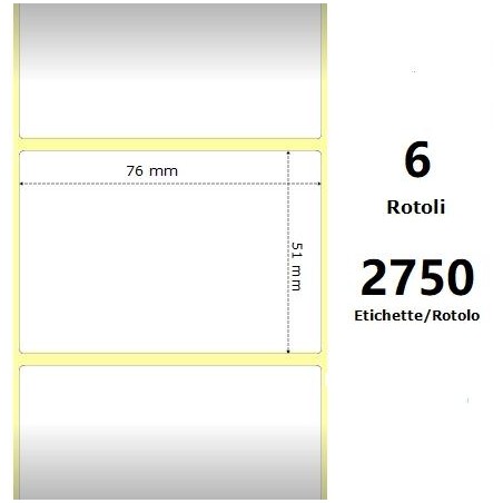 White 76x51mm, 2750 Et/Rotolo Z-2000D 3x2x3 Core,circonferenza 174mm