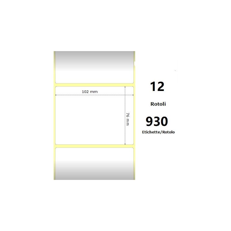 White 102x76mm, 930 Et/Rotolo Z-2000D 4x3x1 Core,circonferenza 111mm