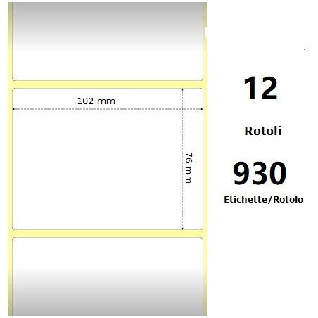 White 102x76mm, 930 Et/Rotolo Z-2000D 4x3x1 Core,circonferenza 111mm