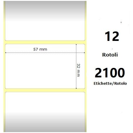 White 57x32mm, 2100Et/Rotolo Z-2000D,2.2x1.3x1Core,circonferenza 109mm