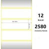 White 76x25mm, 2580 Et/Rotolo Z-2000D, 3x1x1 Core,circonferenza 108mm