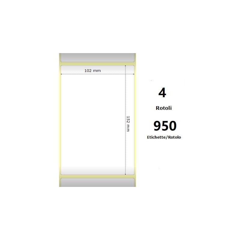 White 102x152mm,950 Et/Rotolo Z-2000D, 4x6x3 Core,circonferenza 173mm