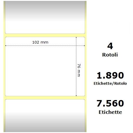 White 102x76mm,1890 Et/Rotolo Z-2000D, 4x3x3 Core,circonferenza 174mm