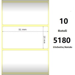 White 51x25mm, 5180 Et/Rotolo Z-2000D, 2x1x3 Core,circonferenza 170mm