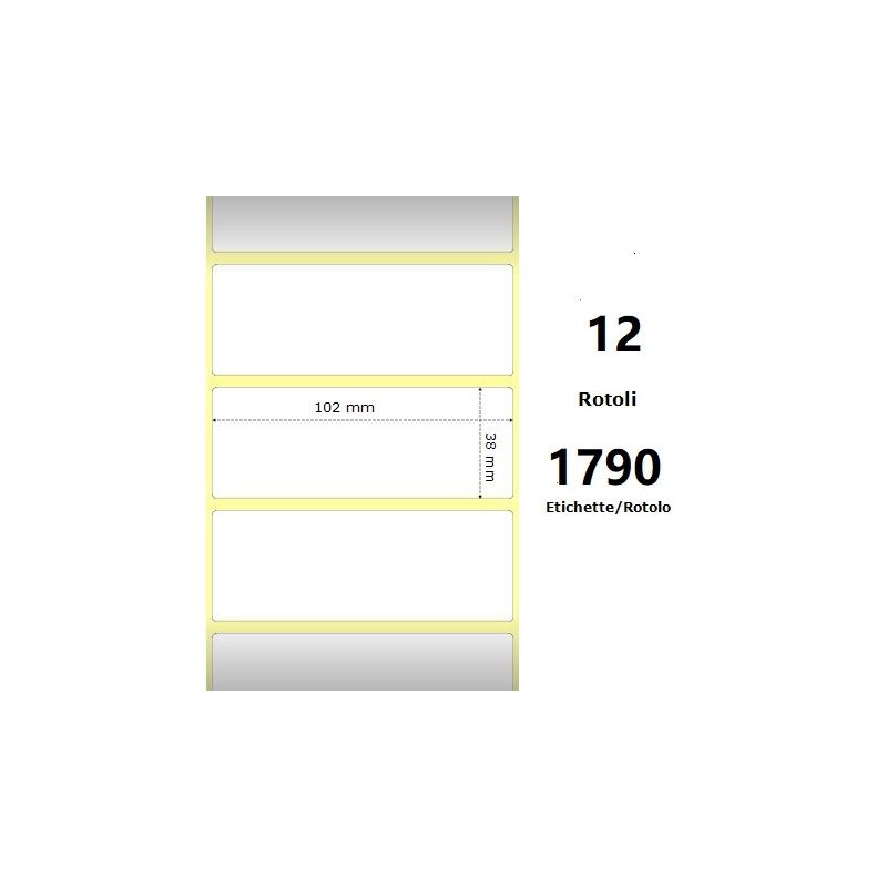 White 102x38mm,1790 Et/Rotolo Z-2000D, 4x1.5x1Core,circonferenza 111mm