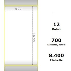 White 57x102mm,700 Et/Rotolo Z-2000D, 2.2x4x1Core,circonferenza 111mm