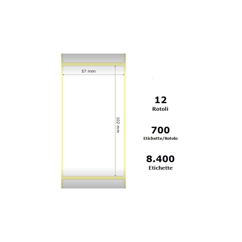White 57x102mm,700 Et/Rotolo Z-2000D, 2.2x4x1Core,circonferenza 111mm