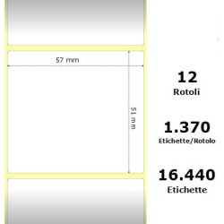 White 57x51mm,1370 Et/Rotolo Z-2000D, 2.2x2x1 Core,circonferenza 111mm