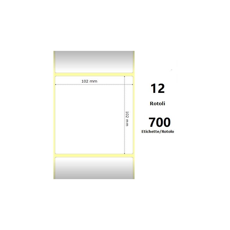 Yellow 102x102mm,700 Et/Rotolo Z-4000D, 4x4x1 Core, 12 Rolls