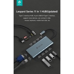 Leopard 11 In 1 HUB USB-C 3.1 to PD+USB-C+USB3.0*3+HDMI+VGA+RJ45+SD/TF+Audio3.5